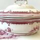 Vegetable dish, Fine Earthenware, Paris, France, Pink Crests, B&Cie Barluet, Creil