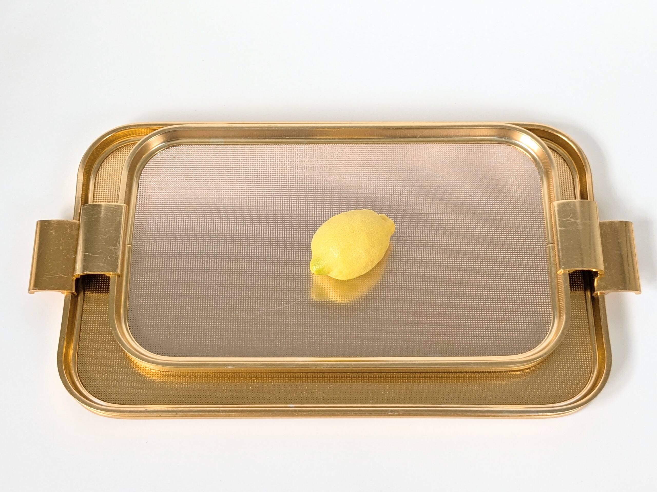 60s Cocktail Trays | Set of 2 | Gold Metal