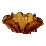 Yellow Murano style ashtray pocket tray