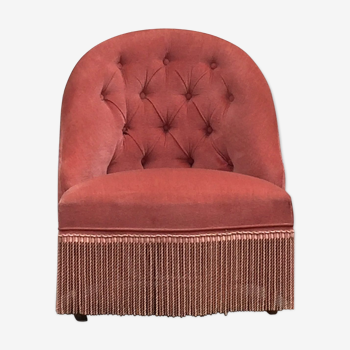 Fauteuil crapaud vieux rose