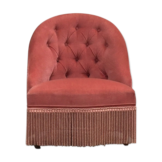 Fauteuil crapaud vieux rose