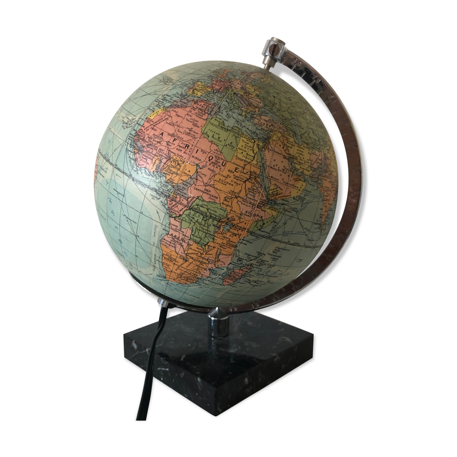 Globe glass Perrina marble vintage 1960 22cm