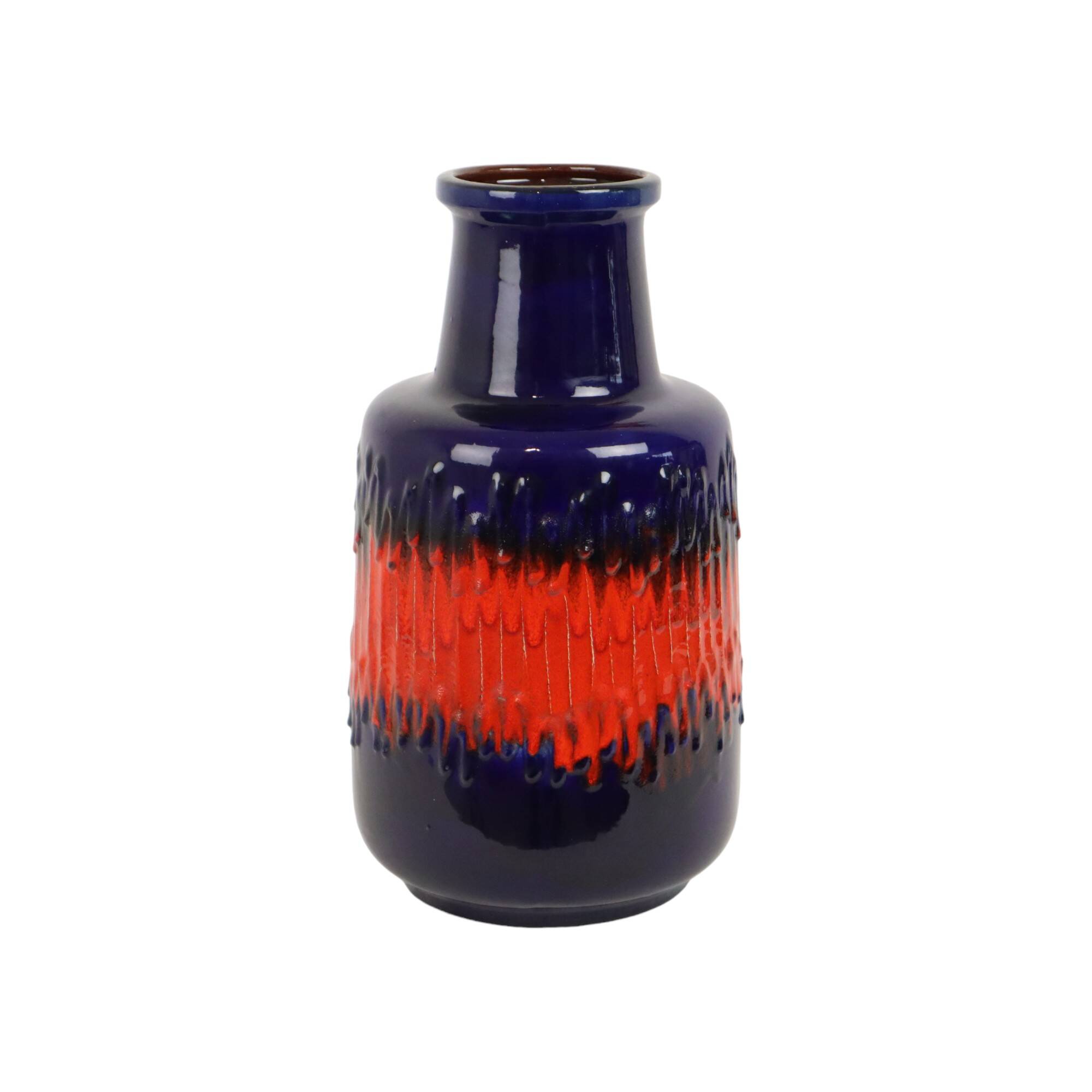 Vintage West Germany Pottery Scheurich Blue Orange Fat Lava 408-40