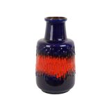 Vintage West Germany Pottery Scheurich Blue Orange Fat Lava 408-40