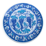 Assiette décorative bleu aux raisins