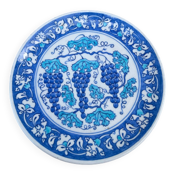 Assiette décorative bleu aux raisins