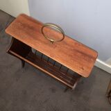 Newspaper holder vintage magazine year 60 mahogany brass