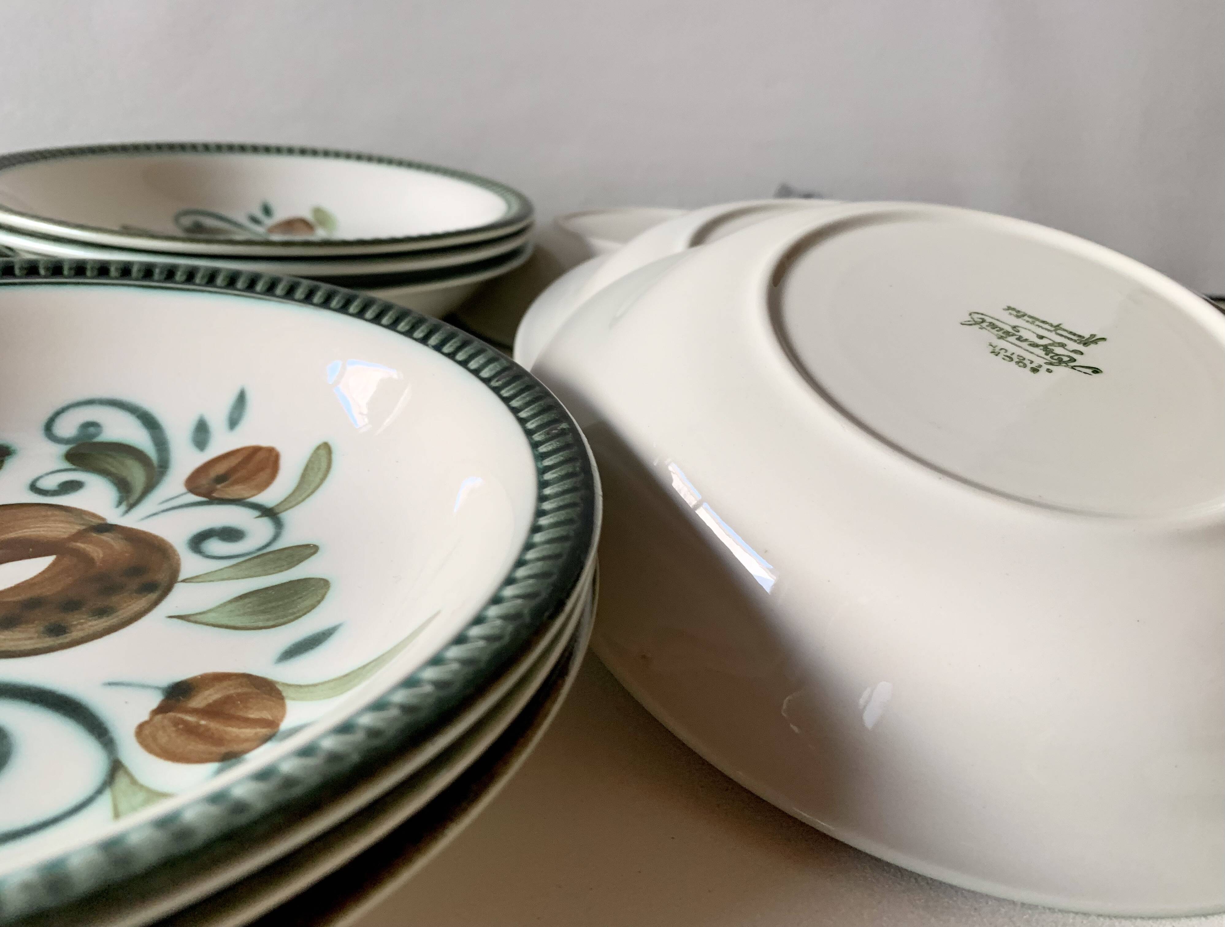 Set of 12 boch la louvière soup plates - argenteuil series