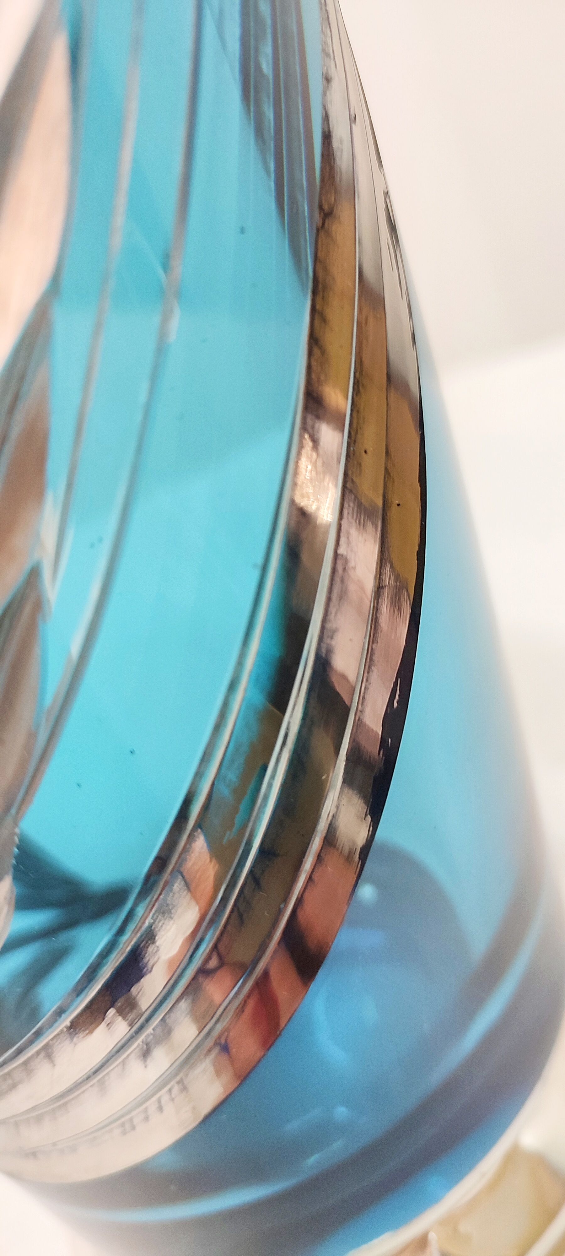 Blue and silver crystal vase. France 1950s.