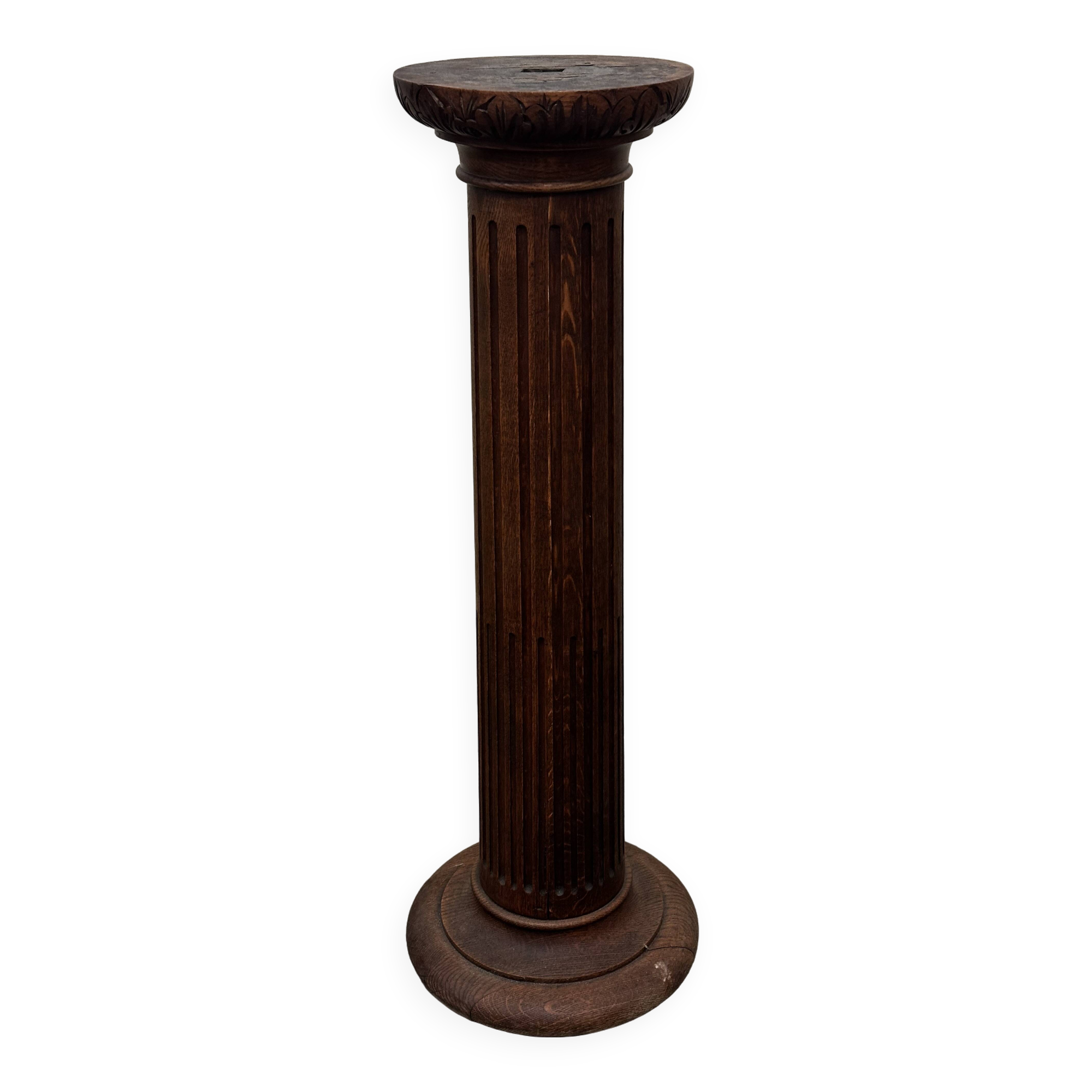 Fluted column in carved and molded wood - circa 1900