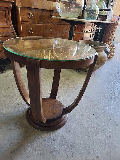 Table basse sellette gueridon art deco 1930 en noyer