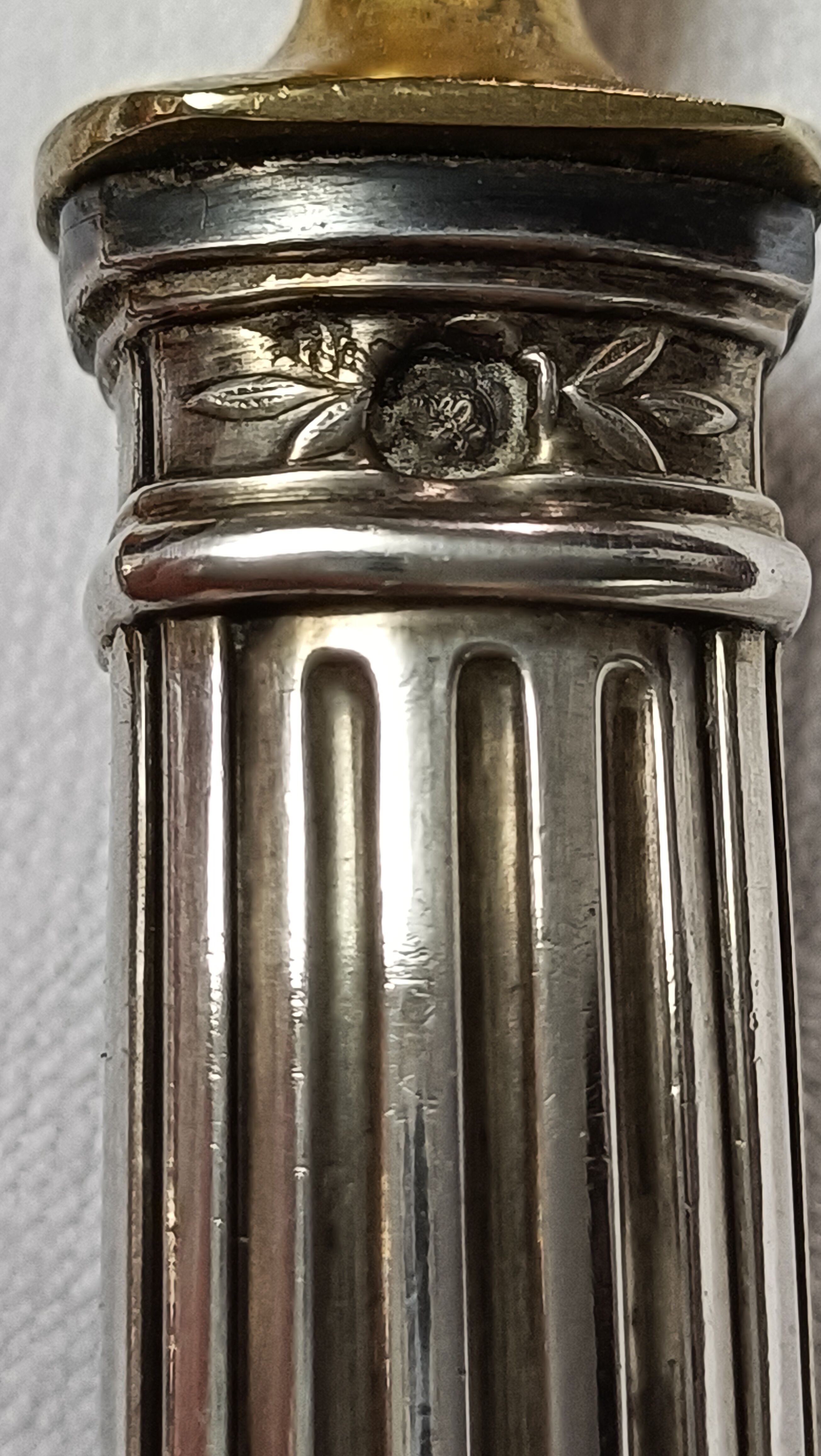 Salad spoon and fork, solid silver handle by emile puiforcat empire style "swan"