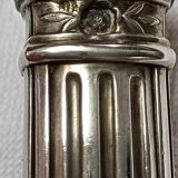 Salad spoon and fork, solid silver handle by emile puiforcat empire style "swan"