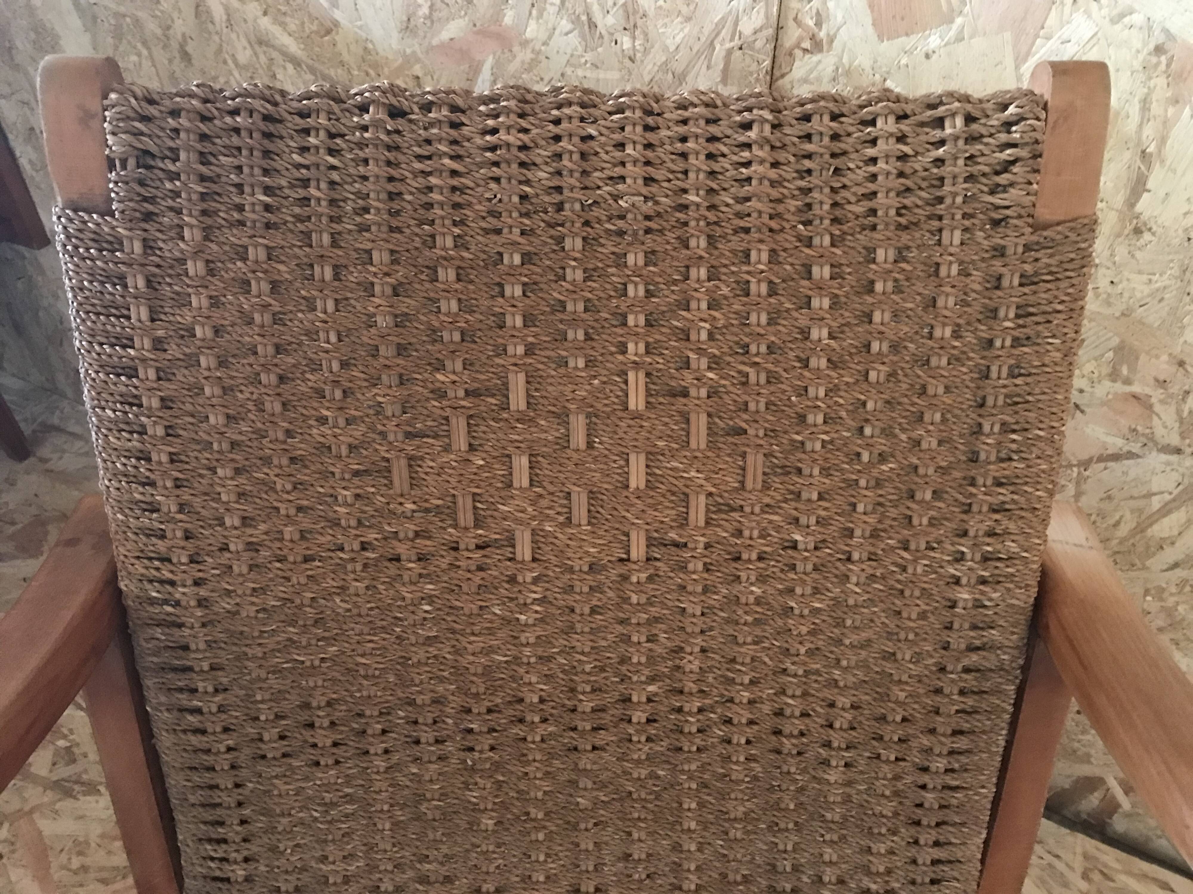 Bauhaus armchair in wood and rope by Erich Dieckmann