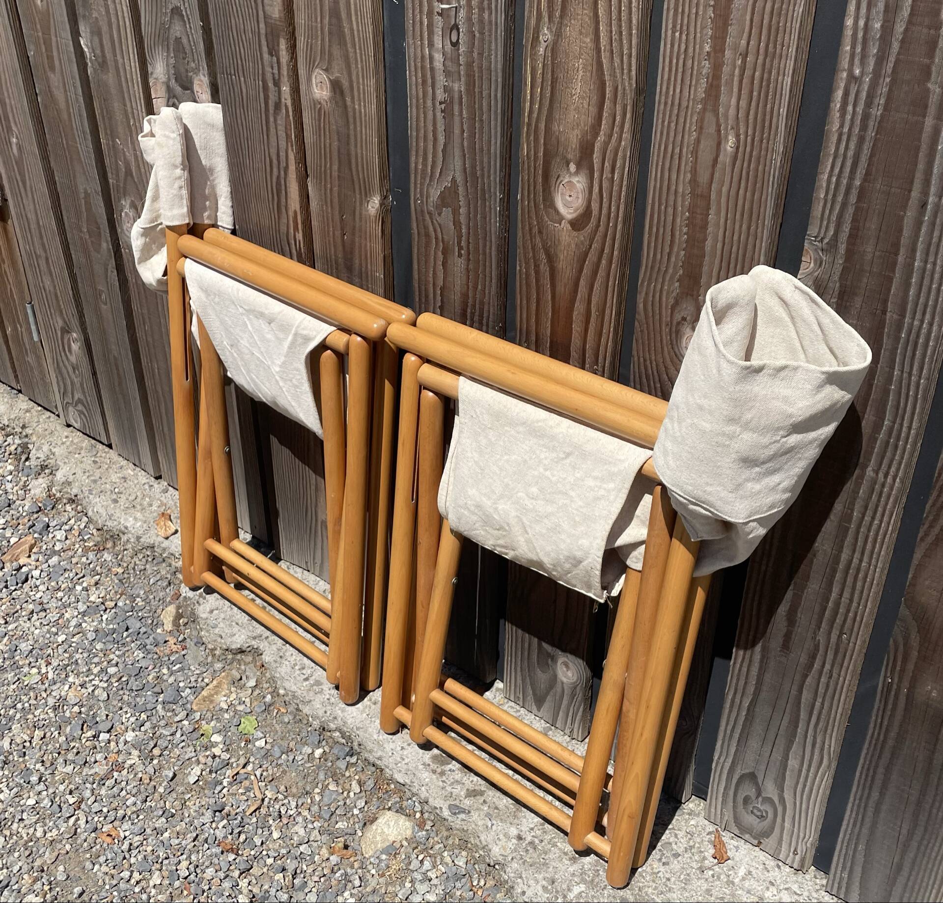 4 mid-century safari folding chairs