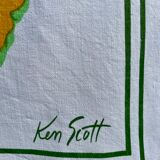 Vintage Zucchi tea towel signed Ken Scott in linen
