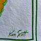 Vintage Zucchi tea towel signed Ken Scott in linen