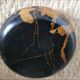 Vintage round ashtray in Italian black and gold Portoro marble.