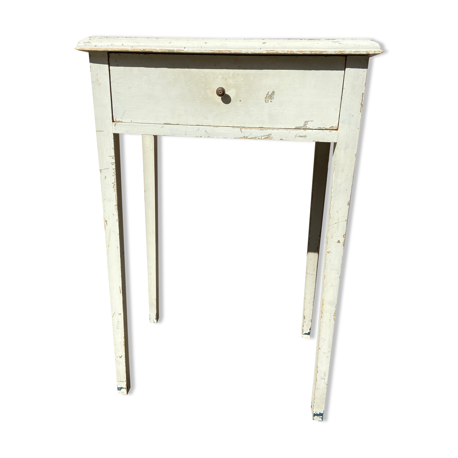 Table d'appoint en sapin vintage shabby chic