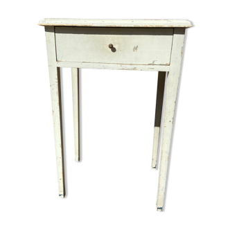 Table d'appoint en sapin vintage shabby chic