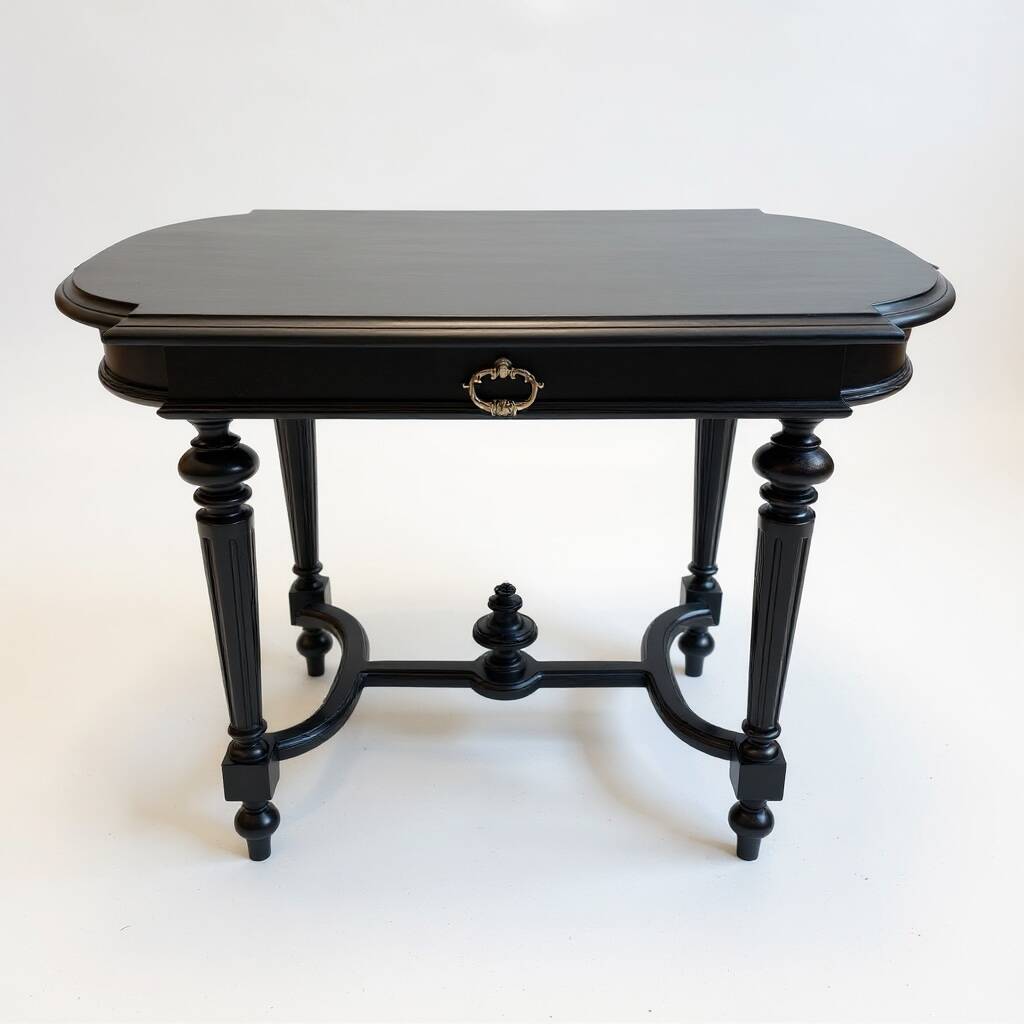 Blackened wood gueridon / centre table in Napoléon III style.