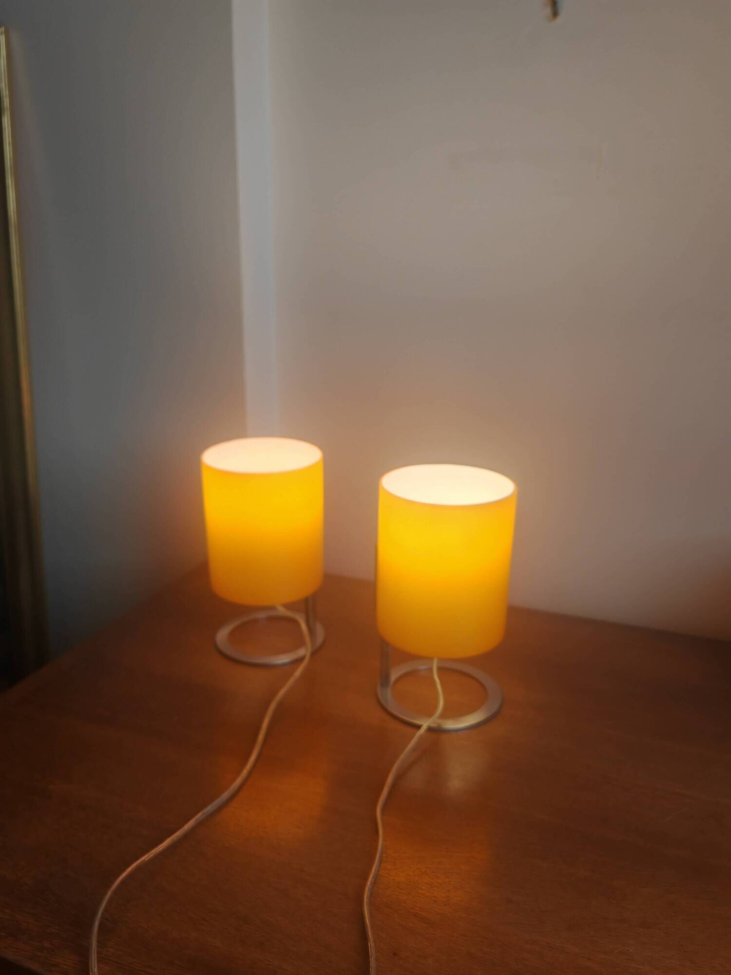 Paire de lampes tubes vintage Orange Pop & Chrome