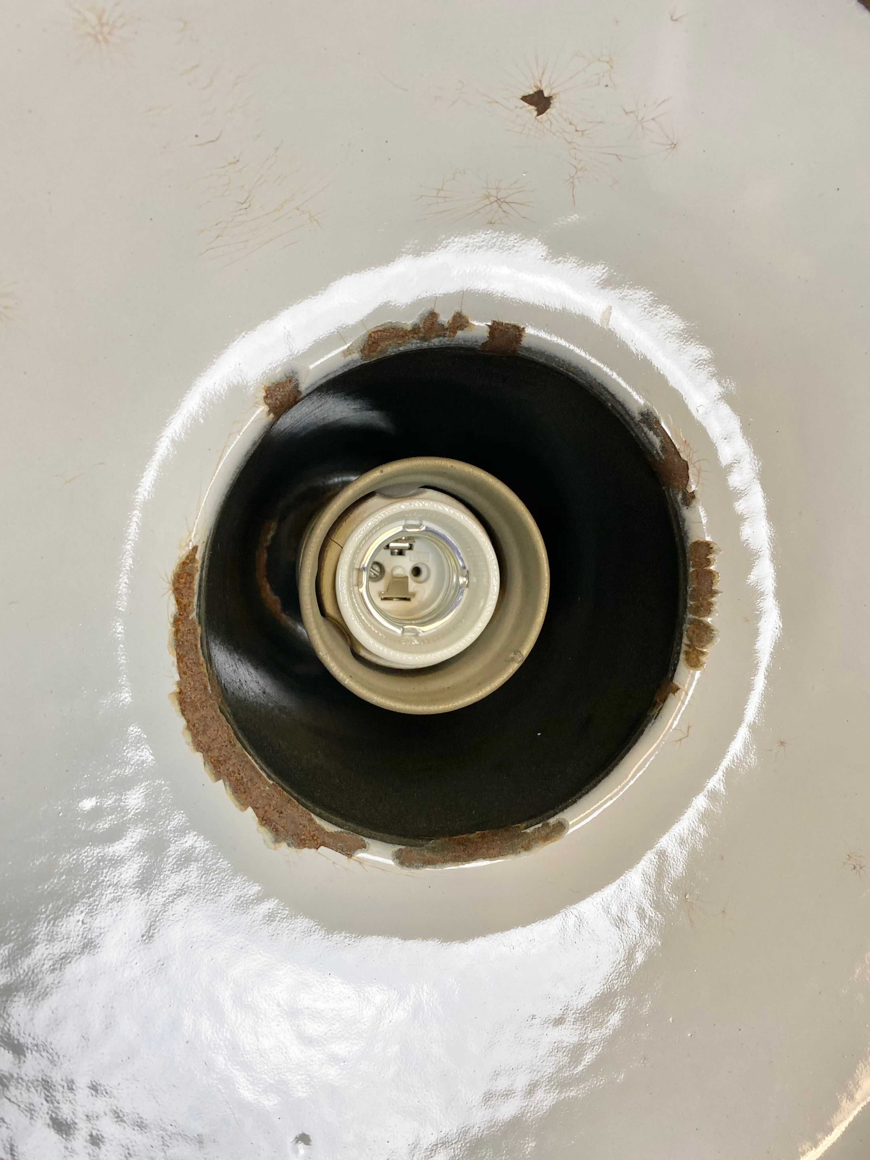 Black enamel industrial factory pendant lamp, 1930s