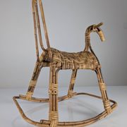 Children's rocking horse made of bamboo and rattan 1960s