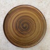 Set of 3 artisanal stoneware plates signed with swirl log effect