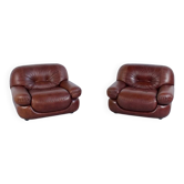 Paire de fauteuils cuir Sapporo années 70, Mobil Girgi éditeur