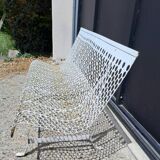 Garden bench in iron and perforated sheet metal