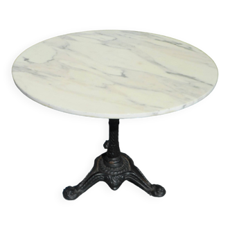 grand guéridon table bistrot pied font plateau marbre 90cm