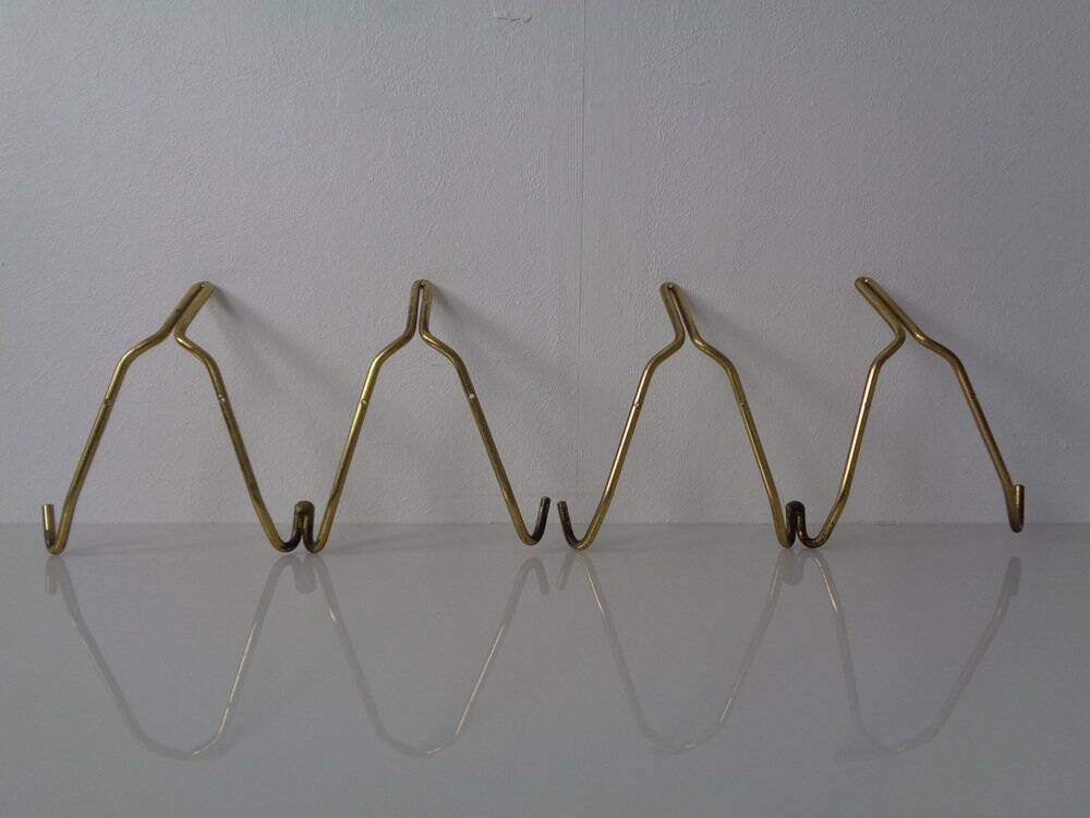 Mid-Century Brass Coat Hooks, 1950s, Set of 2