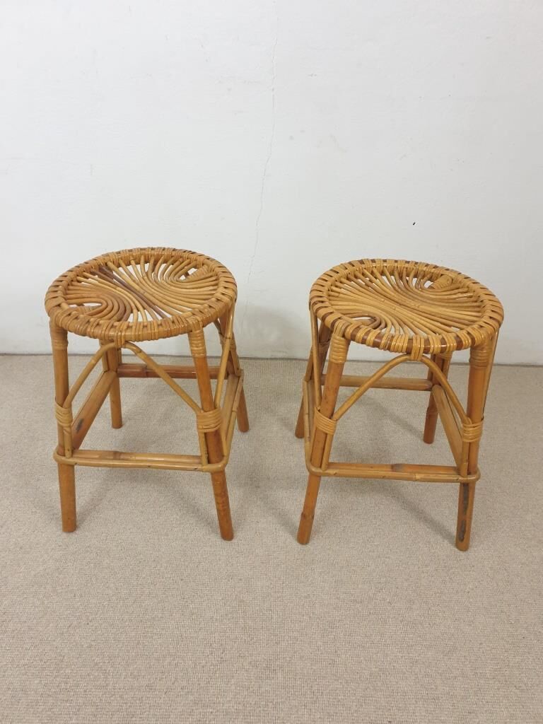 Vintage rattan stools
