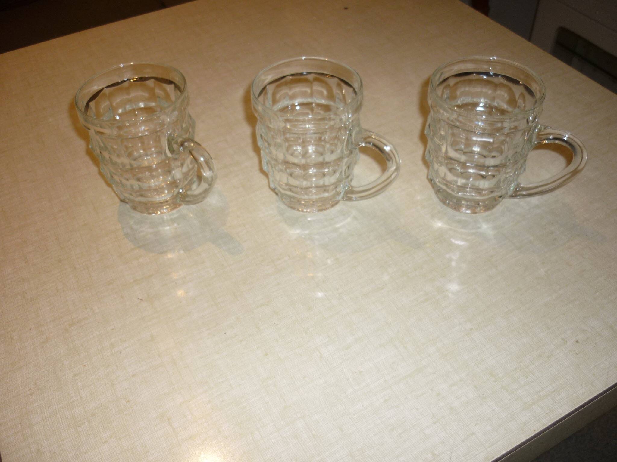 Set of 3 small glass beer mugs/glasses
