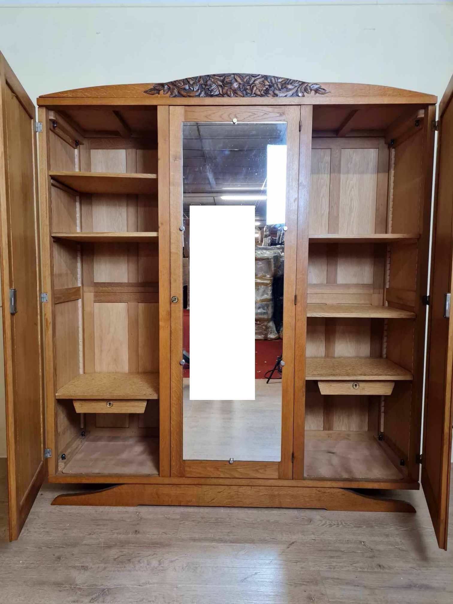 art deco period wardrobe in blond oak circa 1940