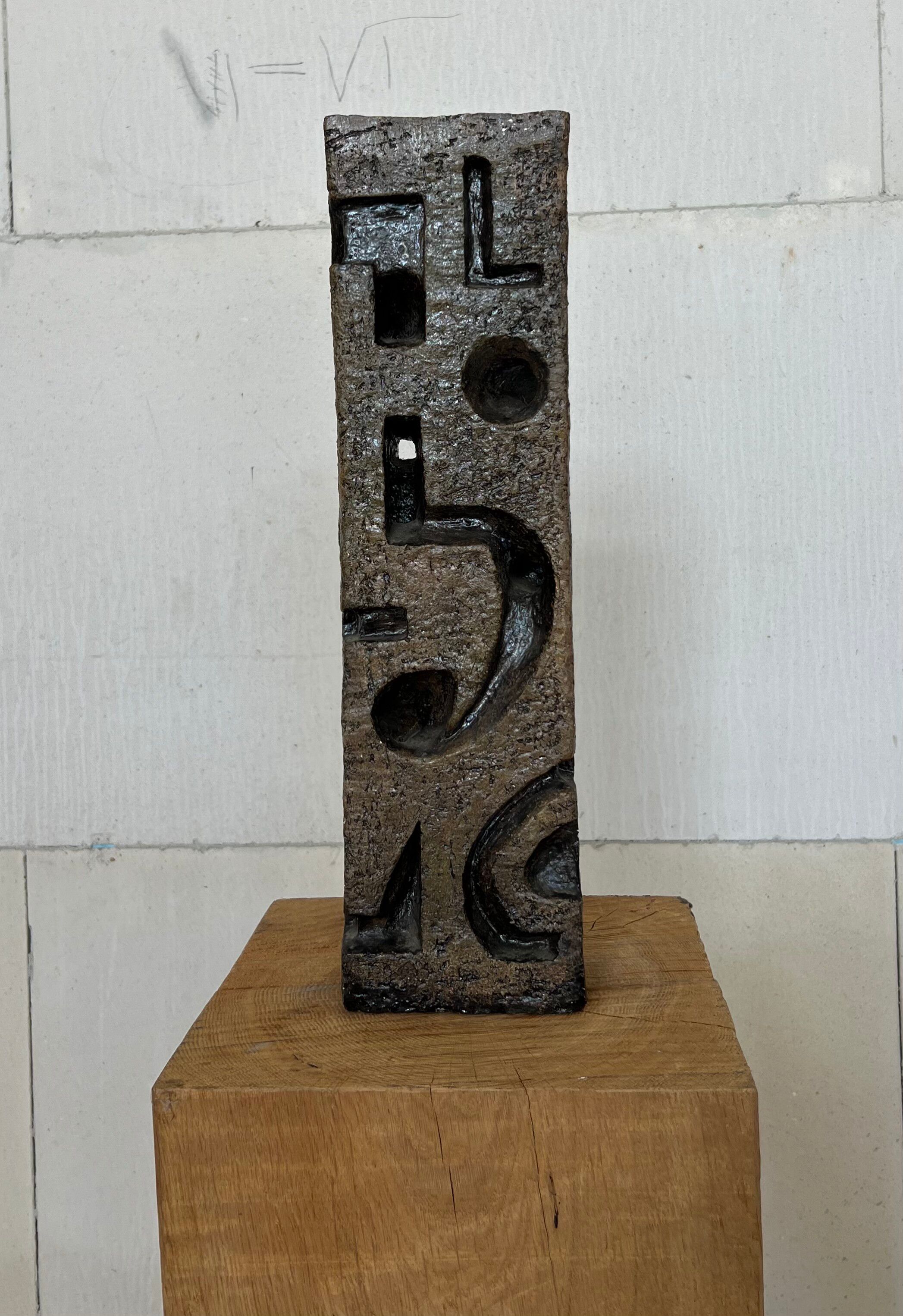 Large Brutalist Ceramic Sculpture – Abstract Totem Form, c. 1960s–70s