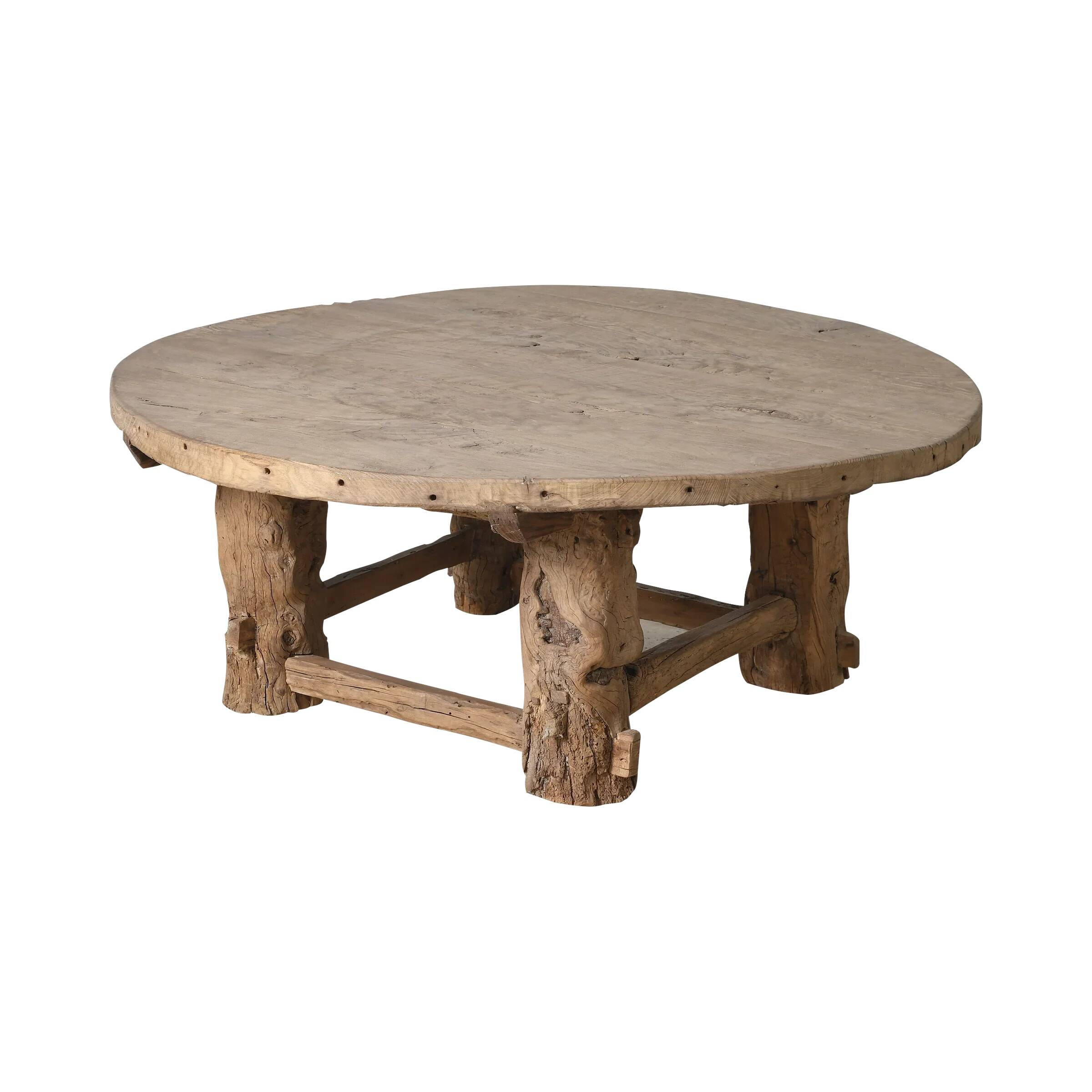 Xianping - Antique round coffee table in solid elm no. 2