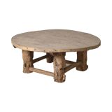 Xianping - Antique round coffee table in solid elm no. 2