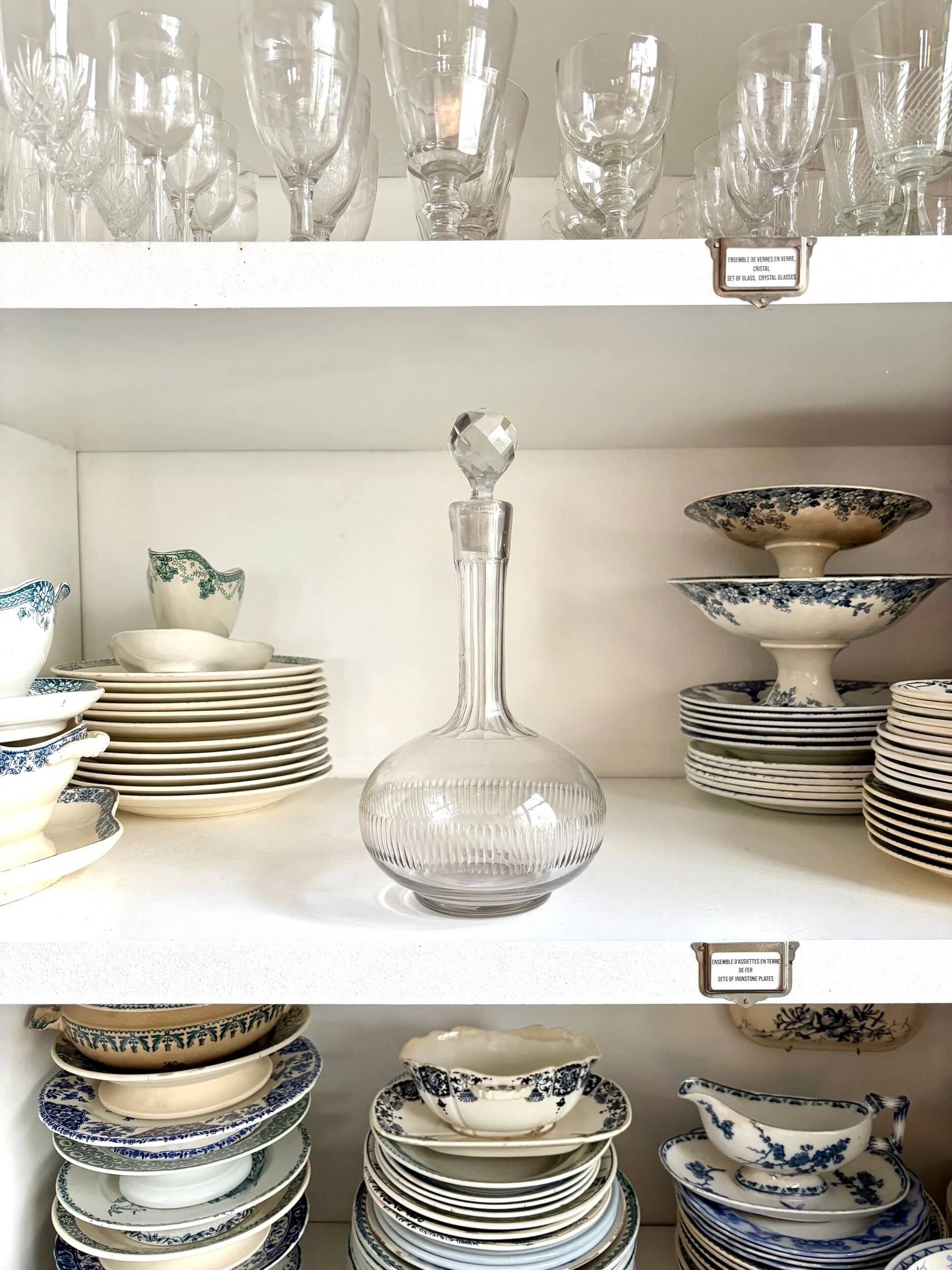 Chiseled glass liqueur carafe