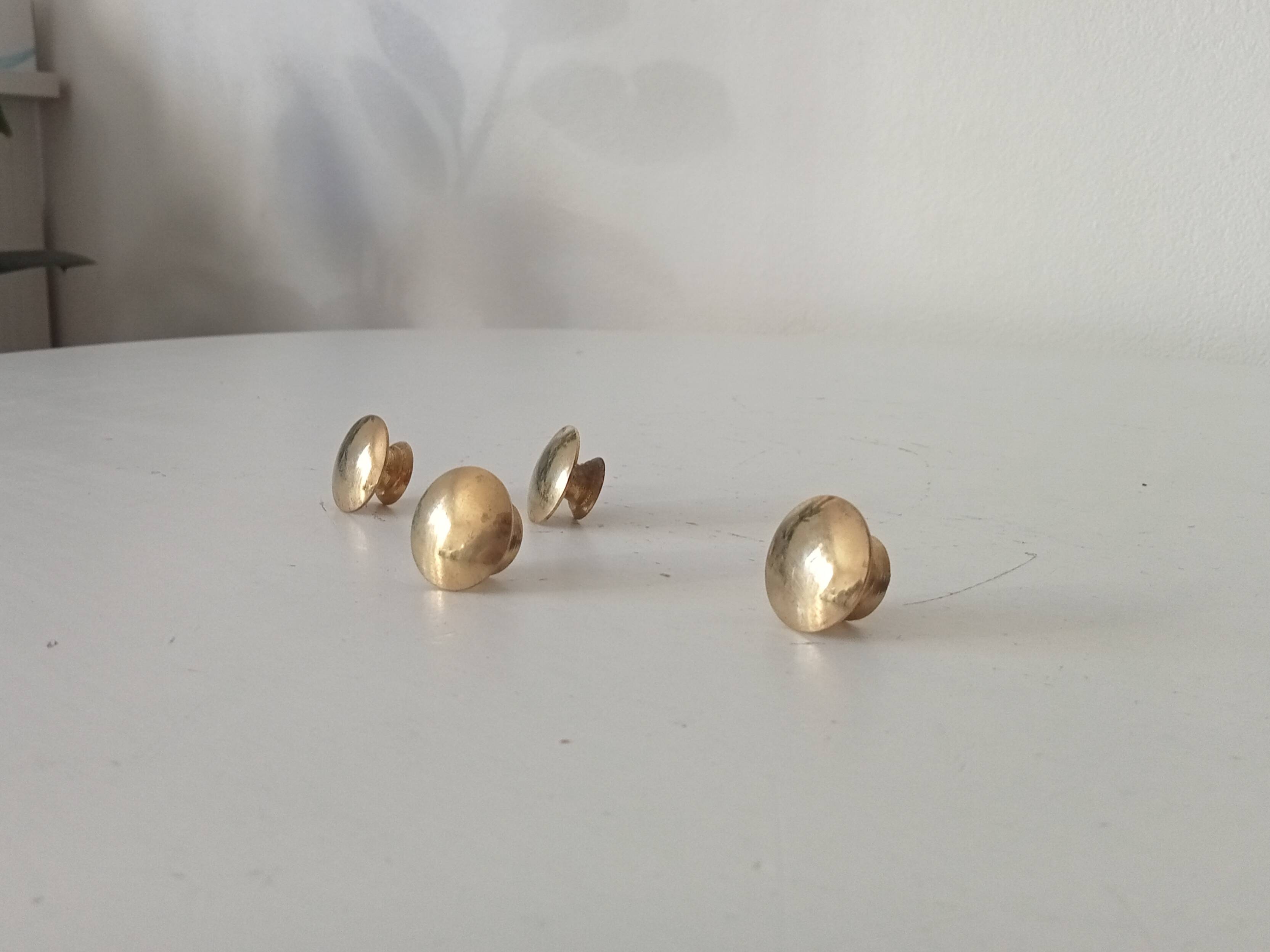 Pair of vintage brass "lens" knobs/furniture handles