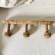Turned wooden wall coat rack with 3 hooks