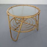 Italian Bamboo & Glass Coffee Table, 1950s
