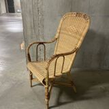 Rattan and wicker armchair from the 1970s.