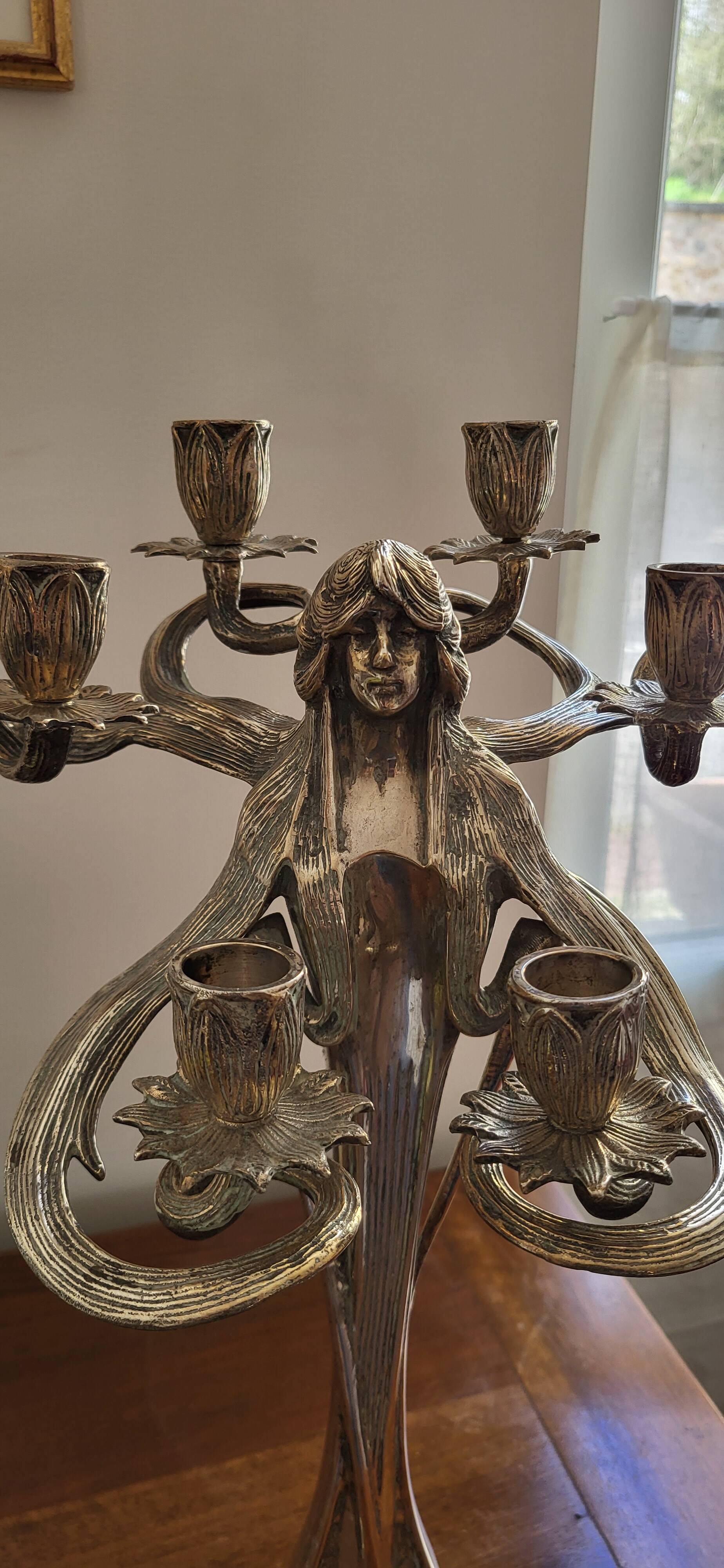 Chandelier à 6 branches art nouveau