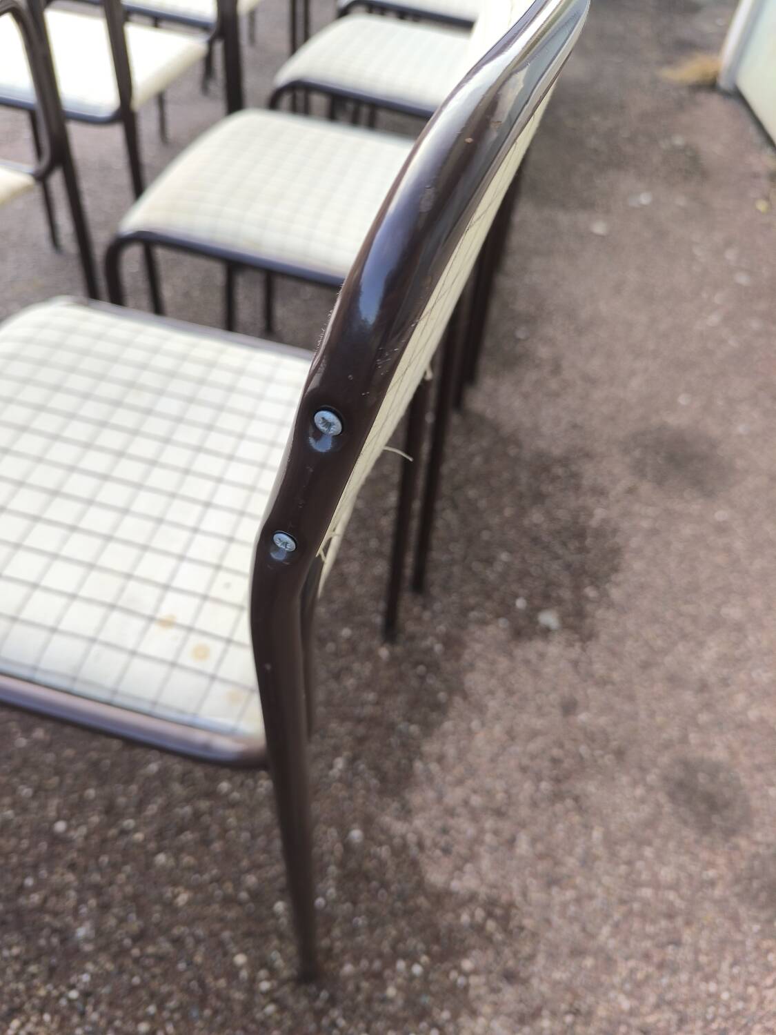 Set of 12 vintage Danish metal and fabric chairs