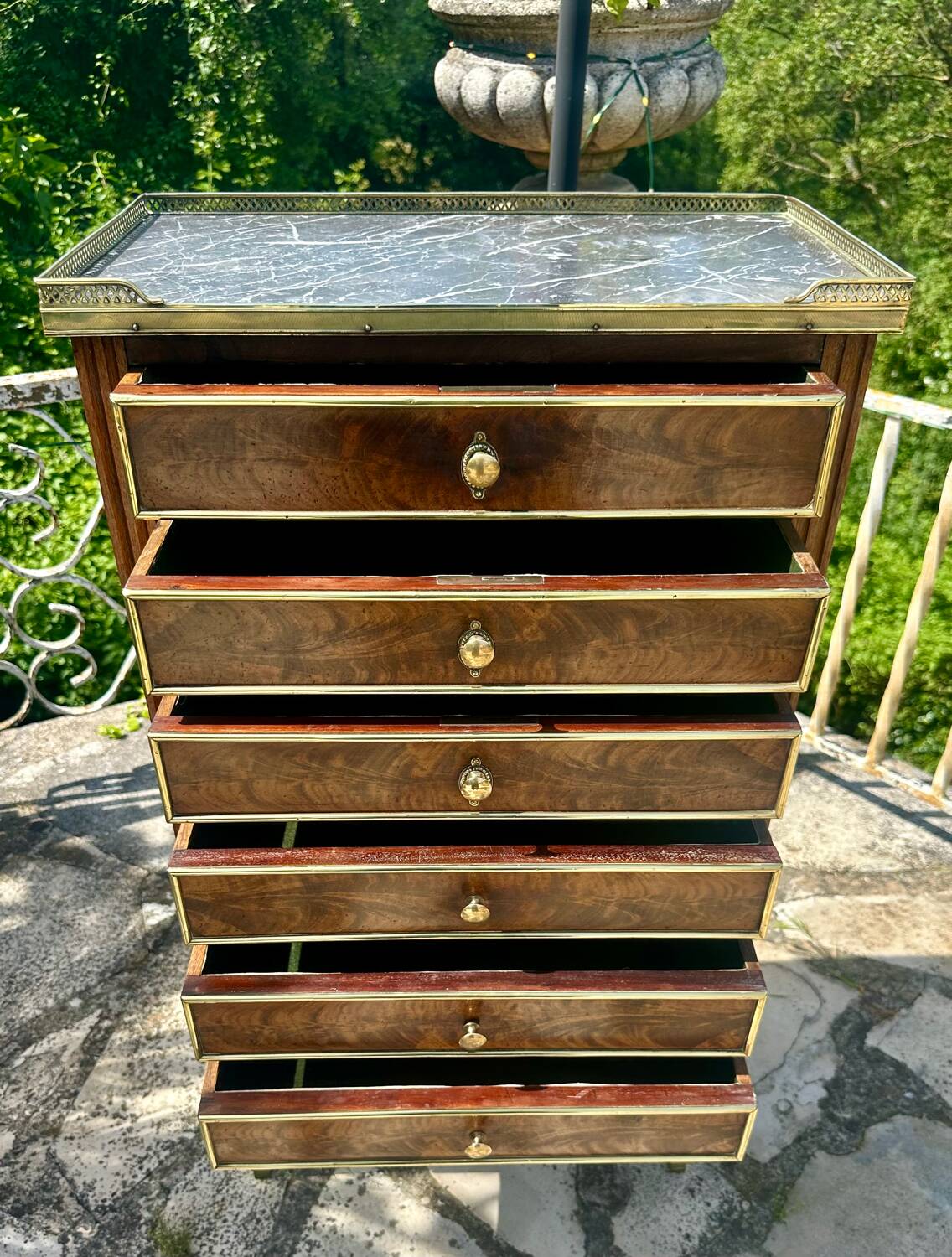 Mahogany and burl chest of drawers, 19th century
