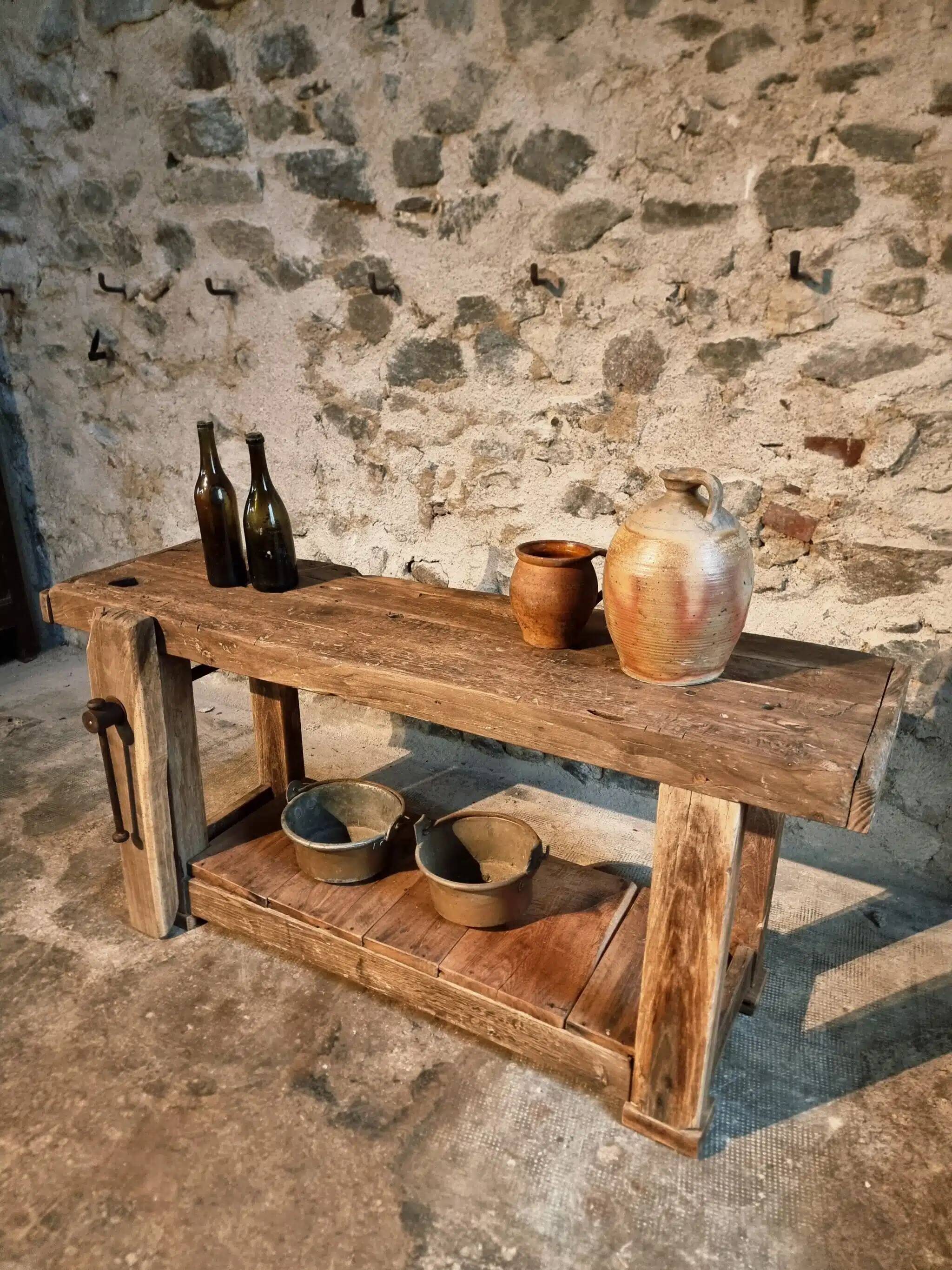 Antique oak workbench, circa 1900