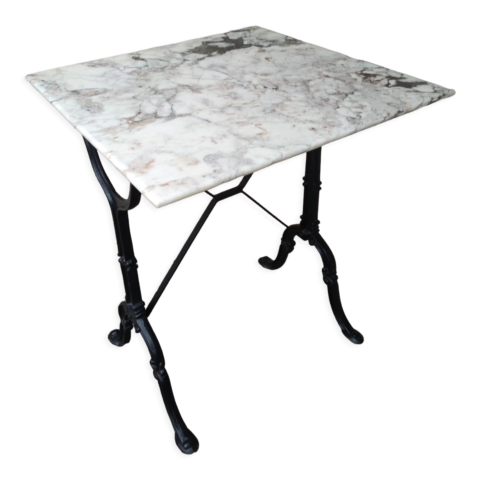 Bistro table in marble and cast iron "Le bon marché"