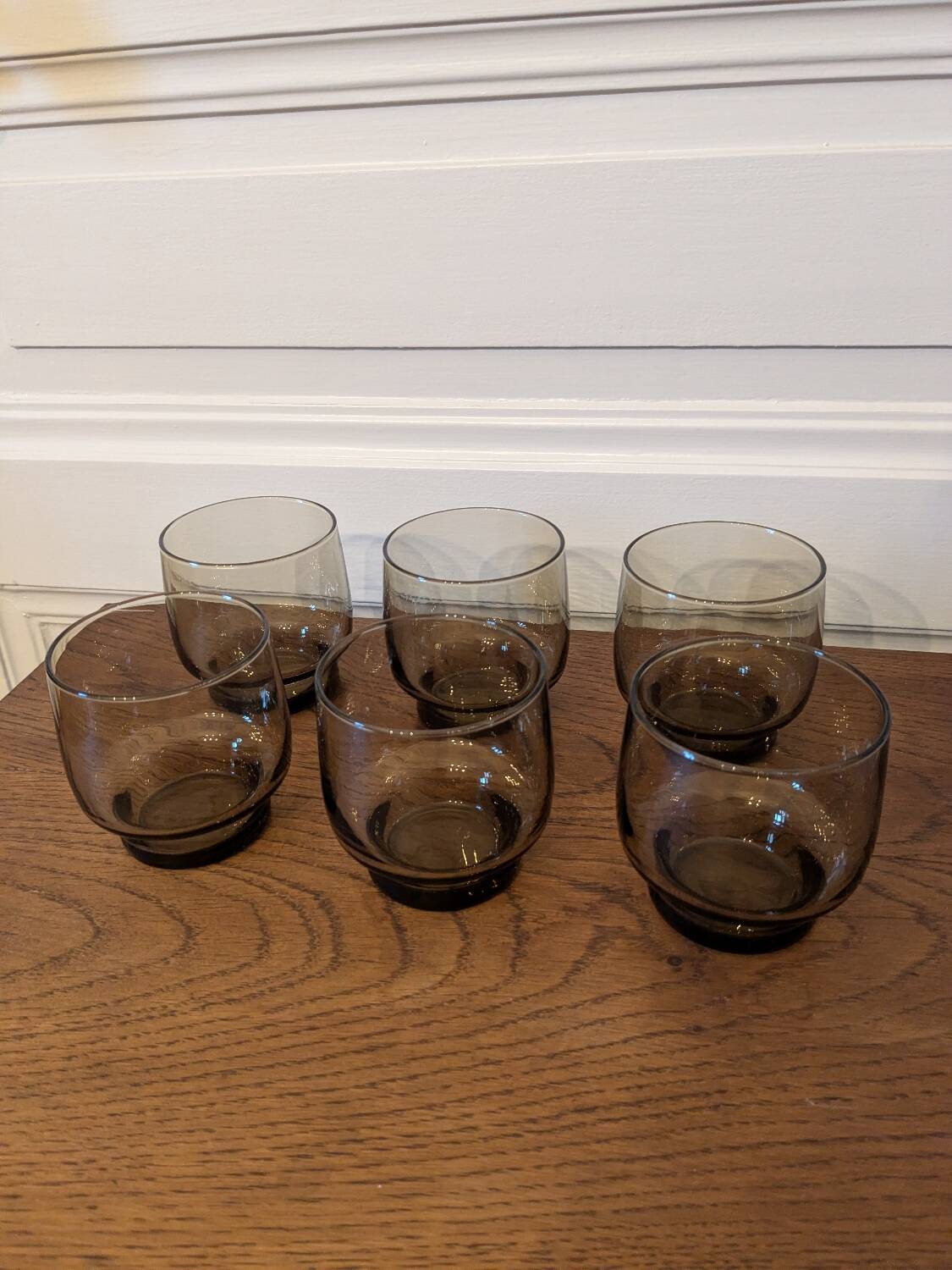 6 smoked glass water glasses